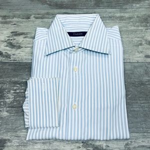 Tindari Blue & White Stripe French Cuff Dress Shirt 15.5 34/35
